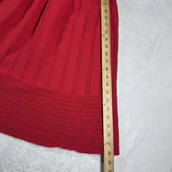 Maje Jubio Crochet Cut Out Midi Skirt Red Pleated Womens Size 2 - Picture 10 of 10